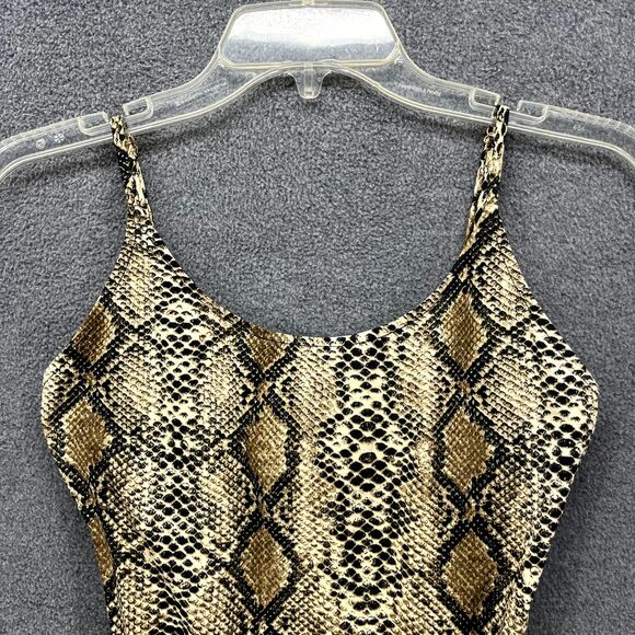 Hera Collection Bodysuit Womens Small Snake Skin Print Sleeveless Snap Celebrity - Picture 3 of 14